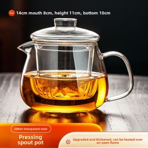 Glass Teapot Single Teapot High Temperature Resistant Thickened Tea Water Separation Kettle Boiling Scented Tea Household Teapot Tea Set Suit