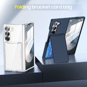 for Samsung Galaxy Z Fold 7 Case with Card Holder (2 Cards) Kickstand Hard Plastic Shockproof Protective Case for Samsung Z Fold 6 CaseZ Fold 5 Case