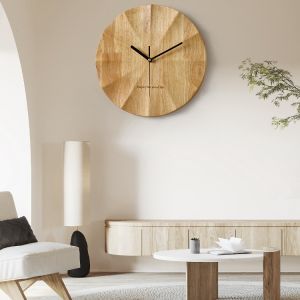💥Dream Best🔥 Minimalist Solid Wood Japanese Living Room Wall Clock Creative Household Wall Clock Modern Northern Europe Fashion Clock Simple Wall Watch 30*30cm