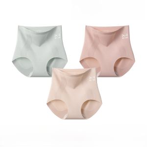 Miiow | High Waist Abdomen Control Ice Silk Triangle Panties Womens Butt Lifting Seamless No Butt Pinching Underwear Youth Summer Fashion