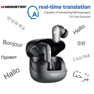 AI Headphones Monster MQT52 AI Wireless Bluetooth 5.4 Instant Translating Earphones Live Record With Noise Reduction Earbuds