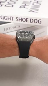 BONEST GATTI | BONEST GATTI Automatic Movement Mechanical Watch Carbon Fiber Watchcase Tonneau Luminous Dial Rubber Strap Watches For Men