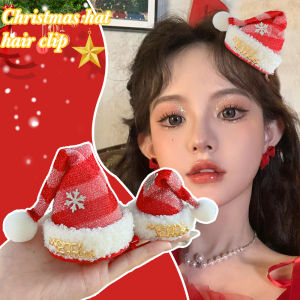 กิ๊บติดผมรูปหมวกคริสต์มาสน่ารักน่ารักน่ารักน่ารักหมวกซานตาคลอสกิ๊บติดผมโลหะสดใสขนาดเล็กของขวัญสำหรับเด็กตกแต่งคริสต์มาส