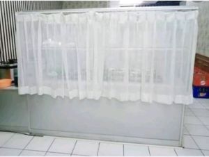 Gorden Etalase 2 meter Hordeng Vitrase Putih Polos Transparan