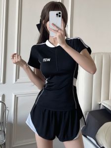 Girls Two-Piece Swimsuit Conservative Slimming Belly Covering Student High School Swimming Gym Hot Spring Soaking Swimwear