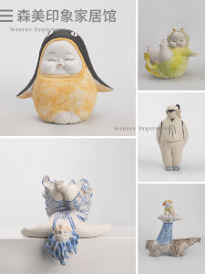Handmade Ceramic Doll Decorative Pieces Colorful Childrens Room Cartoon Fun Original Decorations Home Accessories Desktop Display