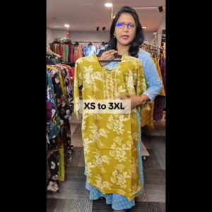 Madanikas Berlin Print Floral Kurti with Embroidery Detailing MC Series