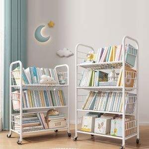 Mobile Bookshelf with Storage Organizer