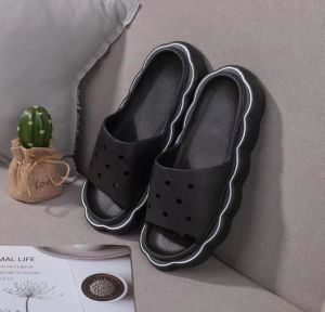 Womens Summer Outdoor Wear Thick Bottom EVA Slippers Home Comfortable Princess Style mid Heel Platform Slippers Couple Set