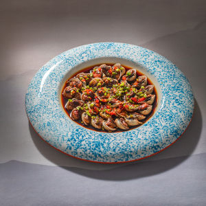 Commercial Hotel Kitchen Ceramic Color Glaze round Tray Creative Business Dining Utensils Hot Dish Cold Plate Salad Shrimp Crab