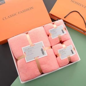 Thick Absorbent Coral Fleece Towel and Bath Towel Set Gift Box