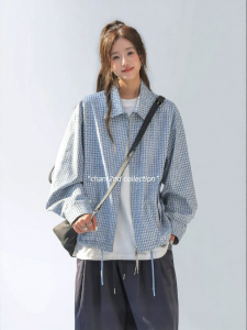 CHANT2nd | Korean Style Blue Plaid Womens Short Jacket