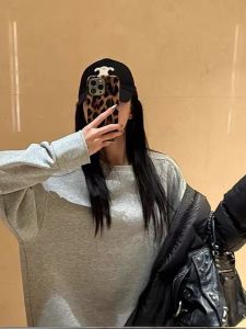 Ladies Thickened Loose Sweatshirt round Neck Design Heavyweight Winter New Style Korean System Lazy Style Shoulder Length Long Sleeve