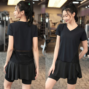 Lightweight Quick-Dry Yoga Sports Pants Skirt Set Womens Running Badminton Fitness plus Size Clothing Thin Style Gymwear