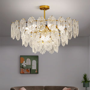 [Free Bulbs] Modern French Chandelier Romantic Luxury Glass Art Chandelier for Living Room Dining Room Bedroom Kitchen Loft Indoor LED Light