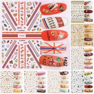 Sticker Dán Móng Tay Họa Tiết Londun Telephone / Chữ Cái Hoa / Doki doki / Thần Tình Yêu / Thiên Chúa / Rau Quả / Nails sticker Series F – F422