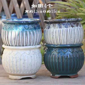 Large Diameter Ceramic Flower Pots for Succulent Plants Bright Glaze Porous Small Size Vases for Indoor Garden Decoration
