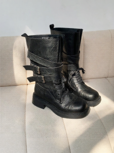 Josiny | Vintage Belt Buckle Mid-calf Boots