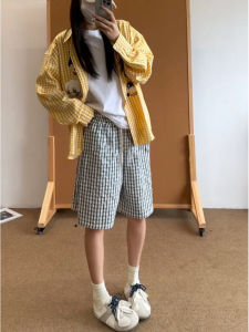 Quần Short Vải Bong Bóng Kẻ Caro Nam Mùa Hè Nhanh Khô Bãi Biển Quần Dài Năm Điểm Quần Dài Thường Ngày Thoáng Khí