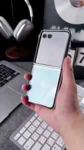 szhaiyu | Flip8 Luxury Transparent Plating PC Phone Case for Samsung Z Flip 8 7 FE 6 5 4 5G ZFlip8 Clear Hinge Protective Hard Cover
