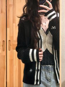 Elegant Butterfly Embroidery Full Print Knitted Sweater Cardigan Womens Autumn Fashion Korean Style High-End Princess Feel Top Coat