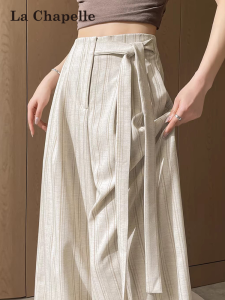La Chapelle | Striped Thin Wide Leg High Waist Loose Straight Trousers