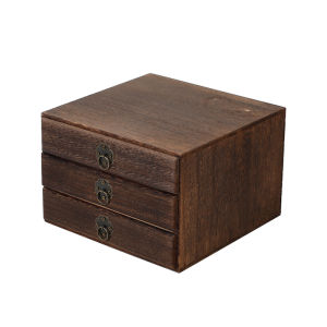 Puer Tea Cake Storage Box Retro Style Wooden Drawer Type Tea Leaf Organizer Tea Cake Cabinet Separate Tea Tray Handmade Craft