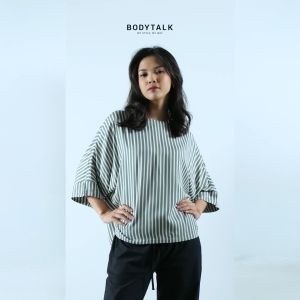 Bodytalk Blouse Wanita Rhiannon Stripe White Green 22566T9WN