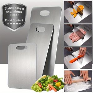 3pcs Stainless Steel Cutting Boards - Thick Food Grade for Meat Vegetables & Fruits | Dishwasher Safe & Knife Friendly