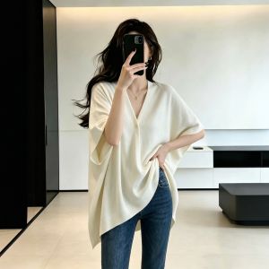 Áo Cardigan Knit Cổ V Tay Ngắn Mát Lỏng Dáng