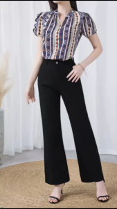 Qiqi Boho Blouse Tribal Print Split Front Summer/Spring Blouse for Women 2967