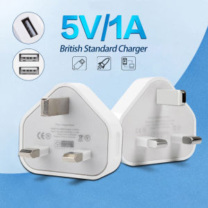 【Ready Stock】Power Adapter Charger USB 3 Pin 5V1A UK Plug Charger Adapter Dual Usb Port Fast Charging Head Travel Wall Charger Phone Tablet UK Plug