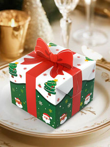 Creative Ins Style Christmas Eve Folding Paper Box Small Gift Packaging Candy Cookie Gift Box Cute North European Printed Cardboard
