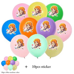 10pcs One Piece Balloons Anime Theme Party Supplies Luffy Zoro Sanji Nami Chopper Birthday Decoration for Kids Boys Room Wall Ba