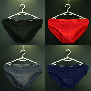 Mens Mid-Waist Triangle Underwear Modal Elastic Sports Quick-Dry Solid Color Simple Design Large Size Lucky Year Red