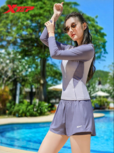 XTEP | Conservative Long Sleeve Swimwear Set for Curvy Girls Tummy Covering