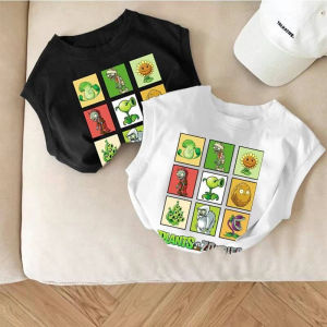 การ์ตูนแอนิเมชั่นพิมพ์เสื้อยืดแขนกุดผ้าฝ้ายแท้สําหรับผู้ชายและผู้หญิงเสื้อผ้าเด็กจากกวางโจว