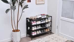 4 Layer shoe rack Colored stainless steel Stackable Shoes Organizer Storage Stand