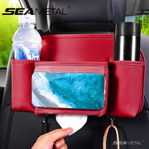 SEAMETAL Nappa Leather Car Storage Bag Large Capacity Car Seat Back Storage Tissue Box Multi-functional Chair Back Organizer