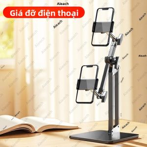 Giá Đỡ Máy Tính Bảng AIEACH Với Kẹp Đôi Xoay 360 Độ ° Giá Đỡ Điện Thoại Máy Tính Bảng Bằng Kim Loại ABS Có Thể Điều Chỉnh Độ Cao Xoay Được Cho iPad 4.7-11 Inch