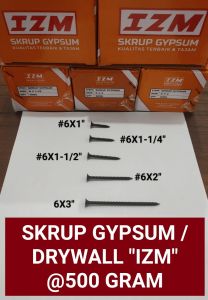 SEKRUP GYPSUM 2cm 25cm 3cm 4cm 5cm 7cm Baut Sekrup Baja Gypsum Gipsum 500gram