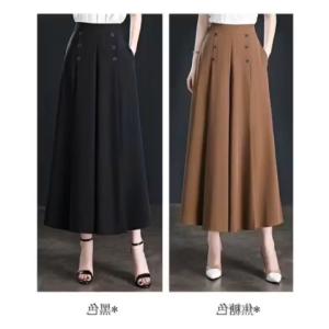 QUẦN VÁY DÀI nữ 6 NÚT LỤA MANGO Thời Trang -QV6N