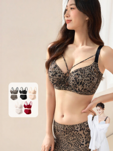 TANGLI | Slimming Large Chest Support Bra Set Leopard Print