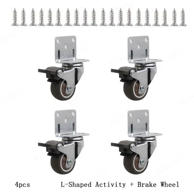 4pcs Universal Swivel Casters Heavy Duty Furniture Wheel Castor Silent Trolley Wheels for Table Chair Sofa with Safety Brake