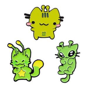 Potdemiel | 2-6pcs/Set Cartoon Anime Characters Enamel Pin Funny Alien Cute Raccoon Woman Brooches Badges Metal Collar Pins Jewelry Fan Gift