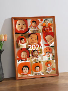 Modern Simple Childrens Growth Photo Frame Wall Hanging Baby 12 Months Anniversary Picture Frame Wooden Rectangle Home Decor