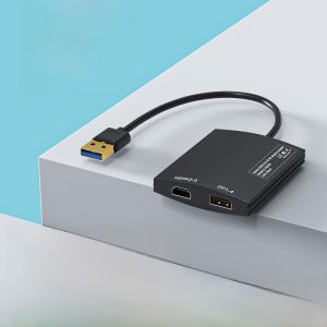 Yuezhixin DisplayLink Docking Station USB3.0 to HDMI + Dpm1m2 Chip Typec Adapter Laptop Mac Multi-Screen 5K External Graphics Card Split Screen Different Display 4K60