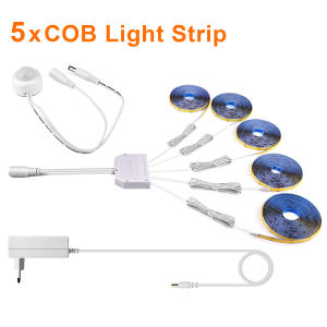 1-6 Rolls 1m 2m Smart PIR Motion Sensor Super Bright COB LED Strip Light Auto ON/OFF 320leds/m for KitchenStairWardrobe Decor