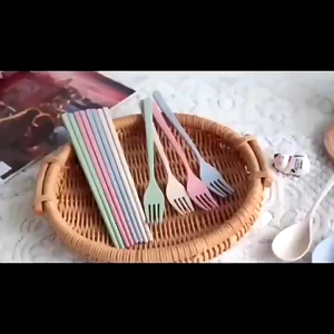 Wheat straw spoon chopsticks forkcutlery set/cutlery with storage box/corporate gifts三件套