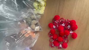 Takara Tomy | Cute Color Hairball Keychain DIY Letter Blind Box Mobile Phone Chain Beaded Bag Pendant Car Key Accessory